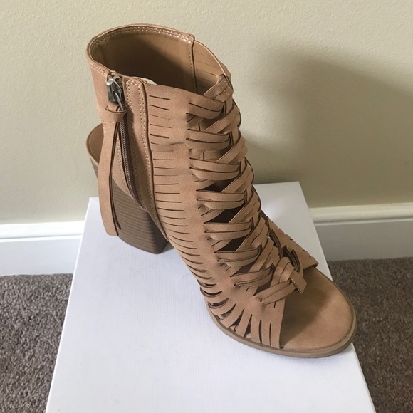 SOLD - Nude Ankle Block Heels - Picture 3 of 4